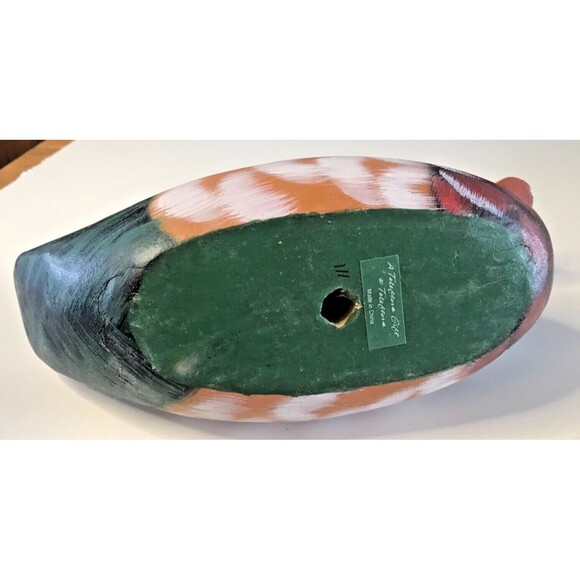 Vintage Wooden Duck Decoy Teleflora Decor Bird Figure 10" Long Waterfowl - Picture 6 of 8